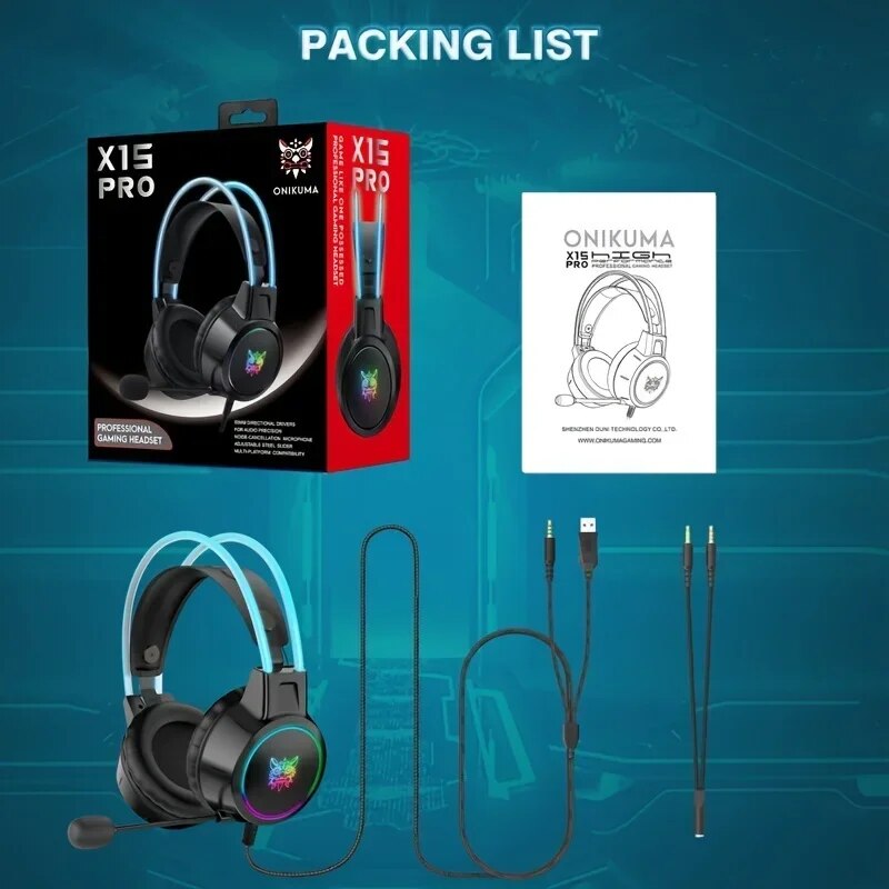  OniKuma™ X15 Pro - Auriculares de Juego con Cable