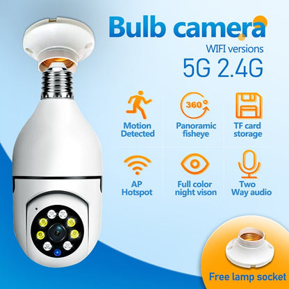 VisionGuard™ - Smart BulbCam 5G E27 + Tarjeta SD de 64 GB
